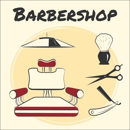 Vector with barber tools. Design concept for a hipster barbershopのイラスト素材
