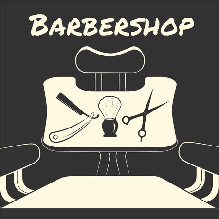 Vector with barber tools. Design concept for a hipster barbershopのイラスト素材