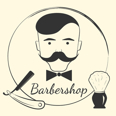 Barber with barber tools. Design concept for a hipster barbershopのイラスト素材