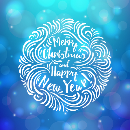 Holidays card design with inscription Merry Christmas and happy new yearのイラスト素材