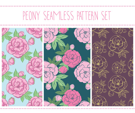 Peony pattern setのイラスト素材