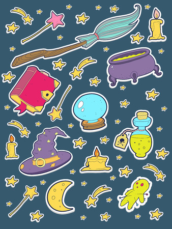 Witchcraft vector sticker icon setのイラスト素材