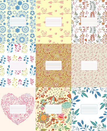 Copybook, notebook cute template patterned light vector setのイラスト素材