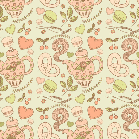 Tea party vector seamless patternのイラスト素材