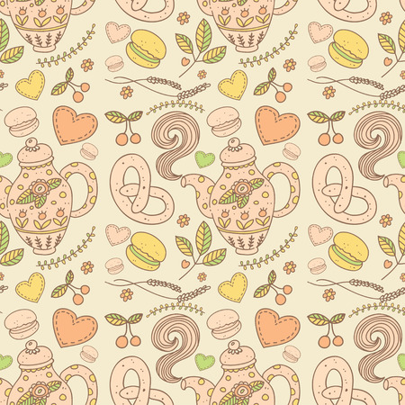 Tea party vector seamless patternのイラスト素材