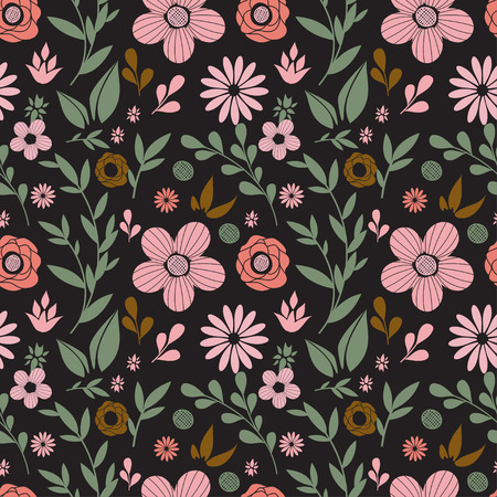 Vector flowers seamless patternのイラスト素材