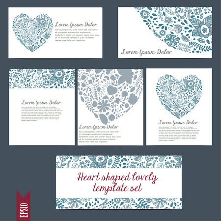Heart shaped lovely template vector setのイラスト素材