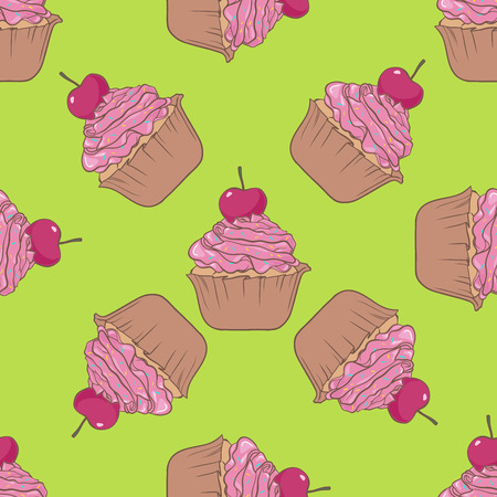 cupcake seamless vector patternのイラスト素材