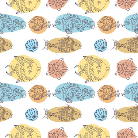 Fish vector seamless patternのイラスト素材