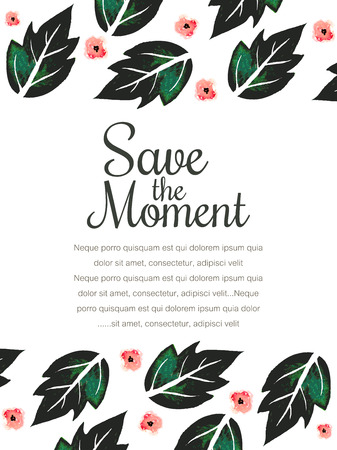 Vector  invitation card with watercolor elementsのイラスト素材