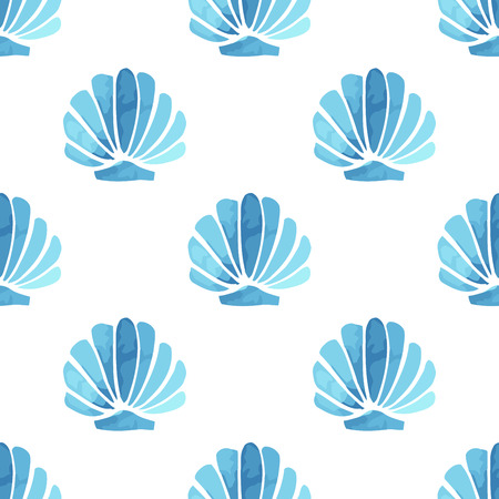 Seashell vector seamless summer patternのイラスト素材