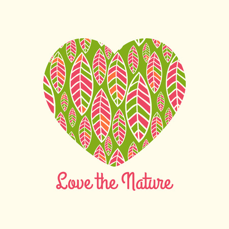 Love the nature. Patterned decorative heart vector.のイラスト素材