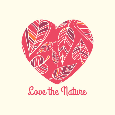 Love the nature. Patterned decorative heart vector.のイラスト素材