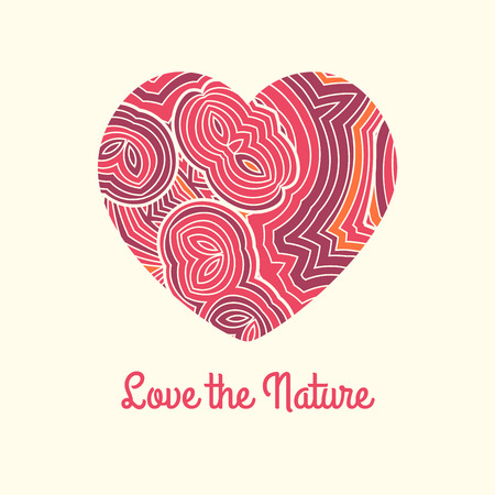 Love the nature. Patterned decorative heart vector.のイラスト素材