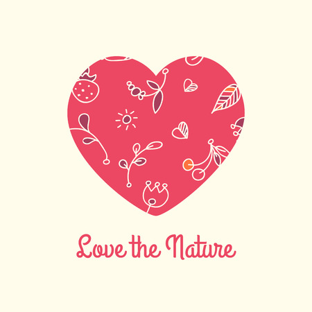 Love the nature. Patterned decorative heart vector.のイラスト素材
