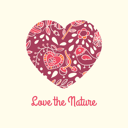 Love the nature. Patterned decorative heart .の写真素材