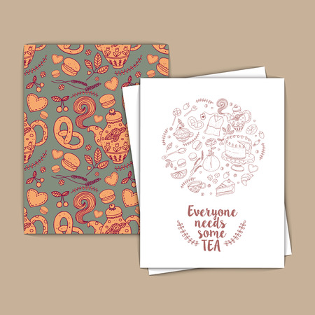 Tea party vector template setのイラスト素材