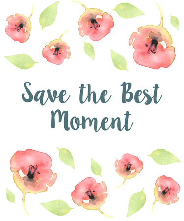 Vector  invitation card with watercolor elementsのイラスト素材
