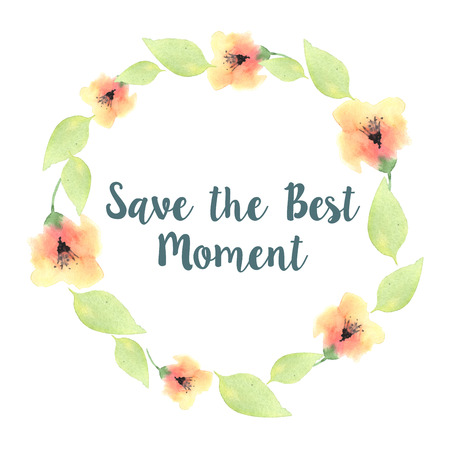Vector watercolor floral  invitation wreath backgroundのイラスト素材