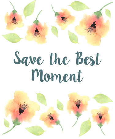 Vector  invitation card with watercolor elementsのイラスト素材