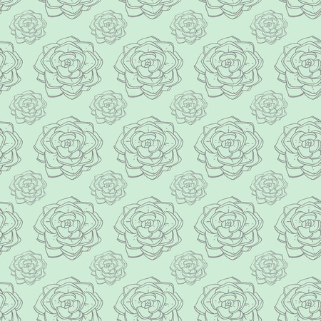 Succulents and cactus vector handpainted seamless patternの写真素材
