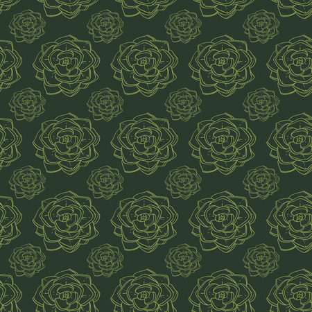 Succulents and cactus vector handpainted seamless patternの写真素材