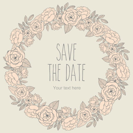 floral decorative wreath invitationのイラスト素材