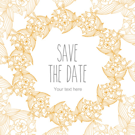 floral decorative wreath invitationのイラスト素材