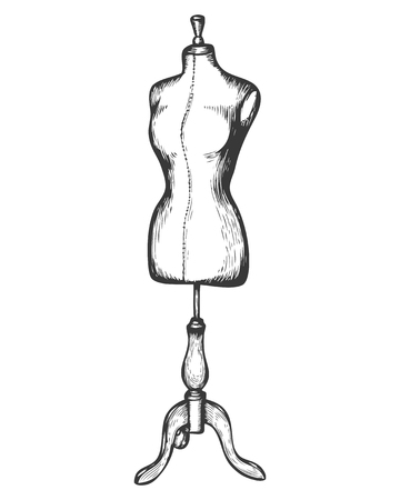 Manequin vector isolated illustration. Hand drawn doodle sketch sewing tool.のイラスト素材