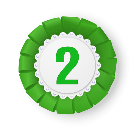 Realistic green fabric award ribbon badge. Vector illustration.のイラスト素材