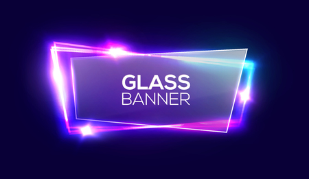 Night club neon sign with textured transparent glass plate.のイラスト素材
