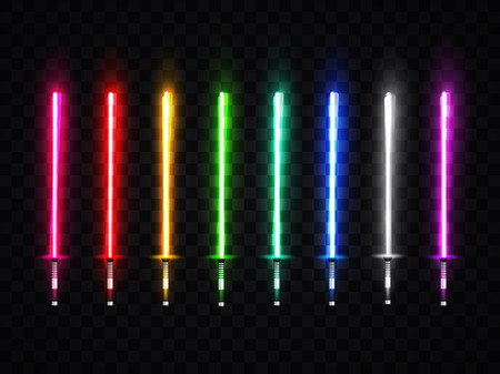 Neon light swords set illustrationのイラスト素材