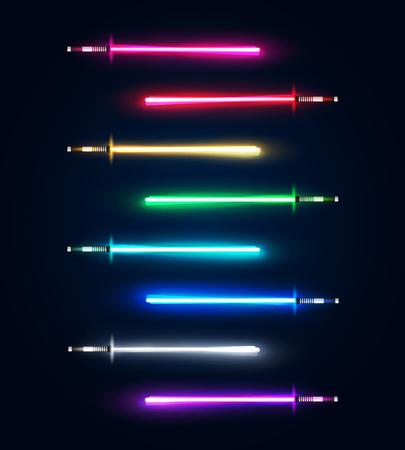 Neon light swords set.のイラスト素材
