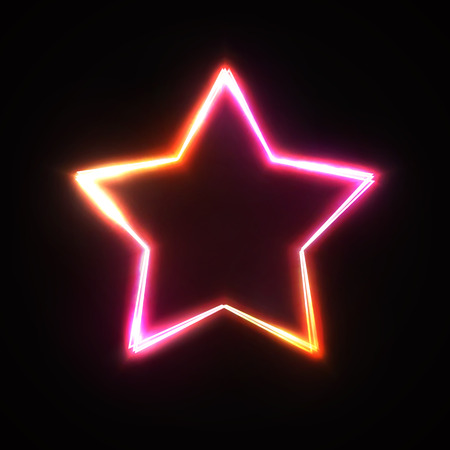 Neon sign. Stars background. Bright illustration with blank space for text for your design project.のイラスト素材