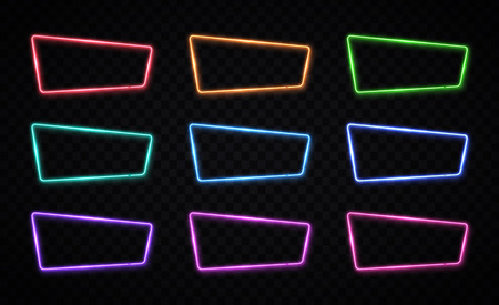 Color neon frames set on transparent background.のイラスト素材