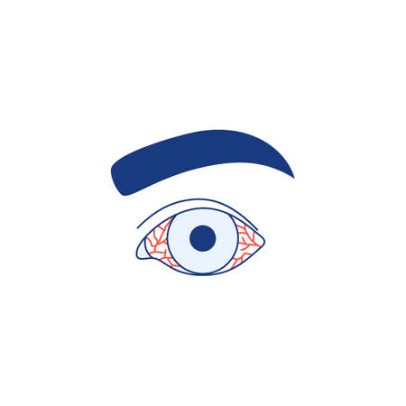 Conjunctivitis icon isolated on white background. Watery red eye Thin line . Viral infection season allergy eye disease virus inflammation symptom Outline ophthalmology medical vector illustrationのイラスト素材