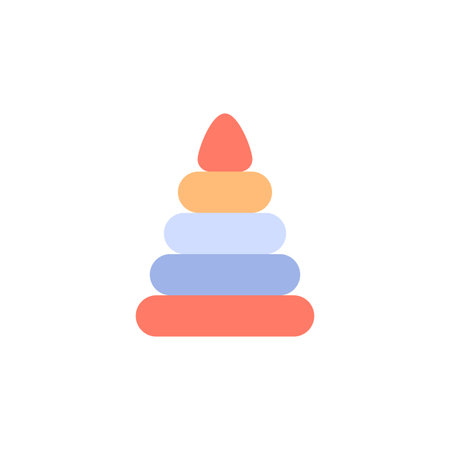 Pyramid toy flat icon. Color baby element isolated on white background.のイラスト素材