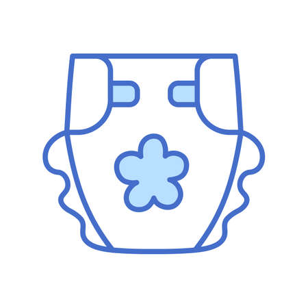 Diaper thin line icon. Blue outline newborn nappy isolated on white background. Minimal vector illustration.のイラスト素材
