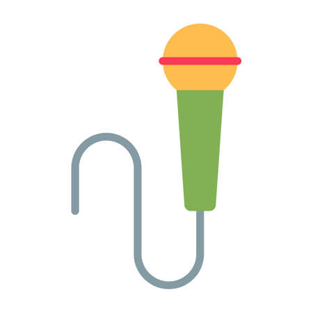 Microphone flat icon isolated on white background. Radio sing speech vocal studio sign.のイラスト素材