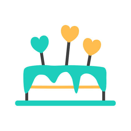 Holiday cake with candy flat line icon.のイラスト素材