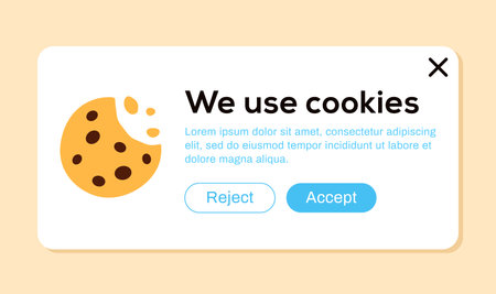 We use cookies concept. Internet web pop up banner. Website policy notification. Accept cookies mobile web page template. GDPR data protection. Flat cell phone interface design vector illustration.のイラスト素材