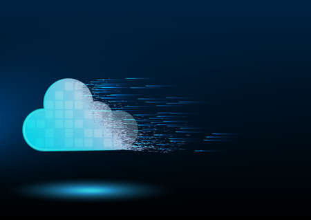 Cloud computing and Internet of things concept. Risk of cloud data theft if not getting good data protection.のイラスト素材