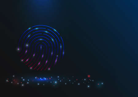 Fingerprint authentication It is another method used to protect our information from others. In order to access information securely, we must protect and verify that we are the real owner of the information. This is a vector image showing the fingerprint scanner symbol.のイラスト素材
