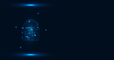 information security concept and cybersecurity protection concept It is a padlock symbol that represents the protection of information from others who do not wish to have access to the information.のイラスト素材