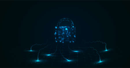 Key background vector illustration, access to data requires permission from data subject. or requires a password, an image of a key representing data protection, a line representing the technology running in the system.のイラスト素材