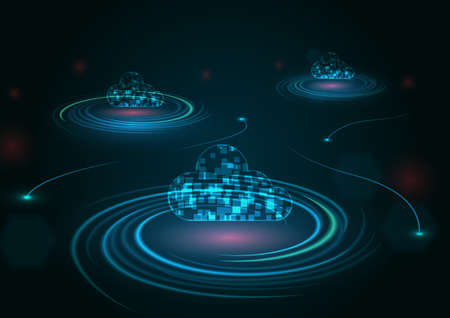 Multiple cloud symbol vector illustration, 2D cloud, 3D cloud, multi-cloud work connected data.のイラスト素材