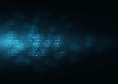 Abstract hexagon background, black and blue background. It's a vector 3D image.のイラスト素材