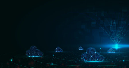 Multiple cloud symbol vector illustration, 2D cloud, 3D cloud, multi-cloud work connected data.のイラスト素材