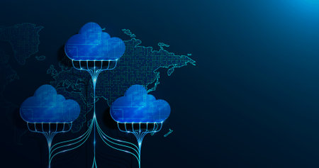 Multiple cloud symbol vector illustration, 2D cloud, 3D cloud, multi-cloud work connected data.のイラスト素材