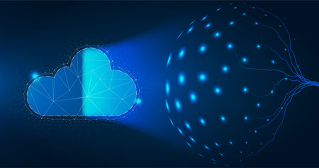 Cioud symbol vector illustration, 2D cloud, 3D cloud, multi-cloud work connected data. Similar to how the human brain uses data to remember things, cloud computing is a technology used to store data.のイラスト素材